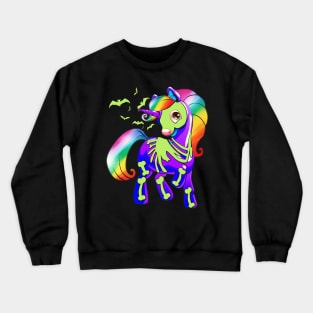 Unicorn Skeleton Halloween Magical Candy Glow Gif Crewneck Sweatshirt